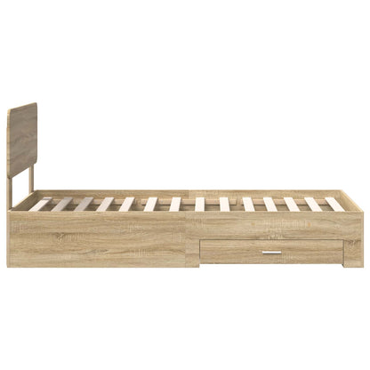 Bed Frame with Headboard Sonoma Oak 90 x 190 cm Engineered Wood