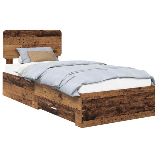 Bed Frame with Drawer Old Wood 90 x 190 cm Engineered Wood