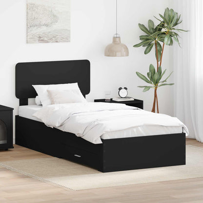 Bed Frame with Headboard Black 75 x 190 cm Engineered Wood