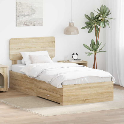Bed Frame with Headboard Sonoma Oak 75 x 190 cm Engineered Wood