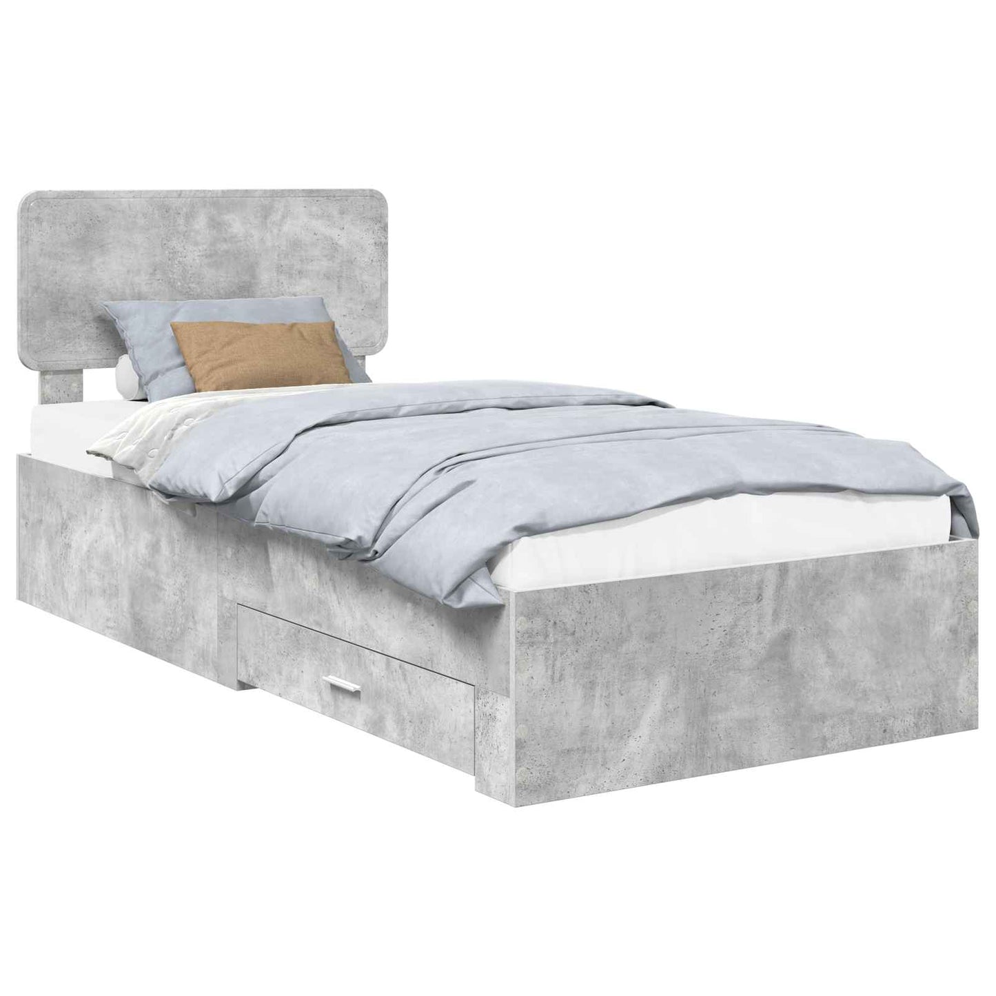 Bed Frame with Drawer Concrete Grey 70 x 190 cm Engineered Wood