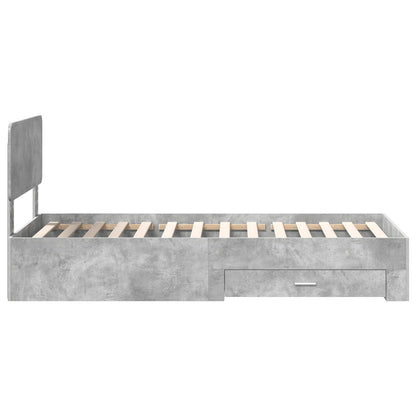Bed Frame with Drawer Concrete Grey 70 x 190 cm Engineered Wood
