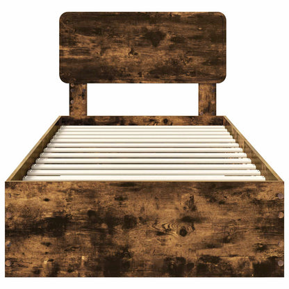 Bed Frame with Headboard Smoked Oak 75 x 190 cm Engineered Wood
