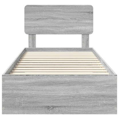 Bed Frame with Drawer Grey Sonoma 75 x 190 cm Engineered Wood