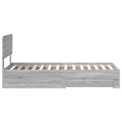 Bed Frame with Drawer Grey Sonoma 75 x 190 cm Engineered Wood