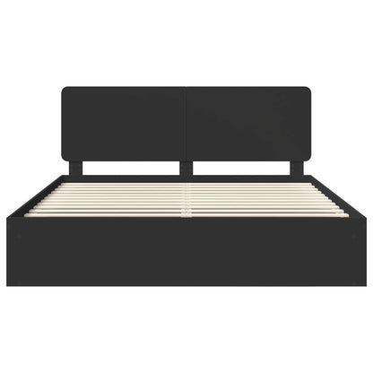 Bed Frame with Headboard Black 200 x 200 cm Solid Pine Wood