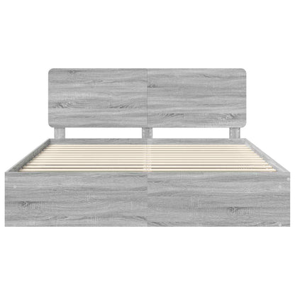 Bed Frame Grey Sonoma 180 x 200 cm Solid Pine Wood