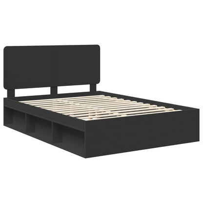 Bed Frame with Headboard Black 160 x 200 cm Solid Pine Wood