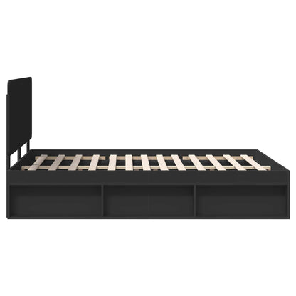 Bed Frame with Headboard Black 160 x 200 cm Solid Pine Wood