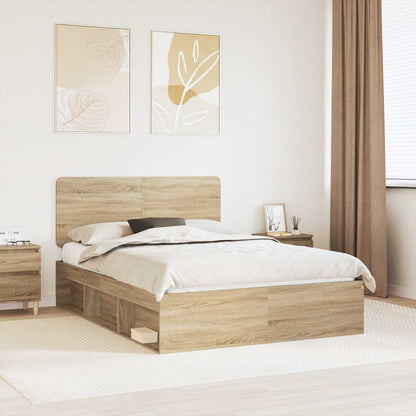 Bed Frame with Headboard Sonoma 160 x 200 cm Solid Pine Wood