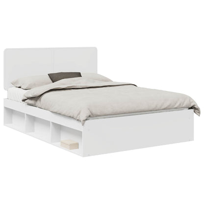 Bed Frame with Headboard White 150 x 200 cm Solid Pine Wood