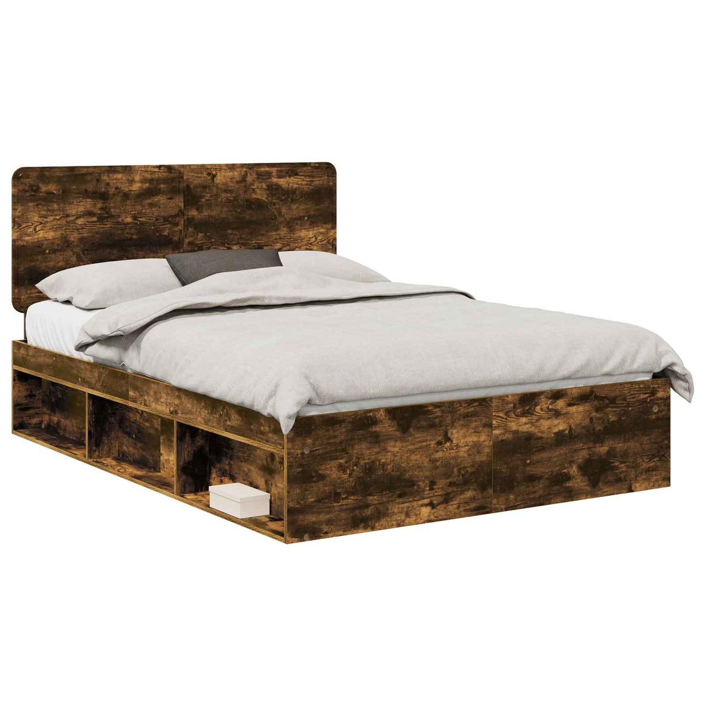 Bed Frame Smoked Oak 150 x 200 cm Solid Pine Wood