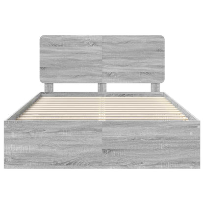 Bed Frame Grey Sonoma 150 x 200 cm Solid Pine Wood