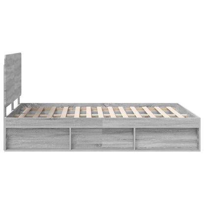 Bed Frame Grey Sonoma 150 x 200 cm Solid Pine Wood