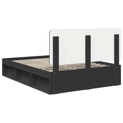 Bed Frame with Headboard Black 140 x 200 cm Solid Pine Wood