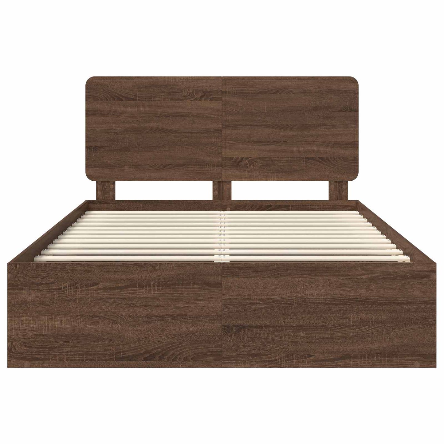 Bed Frame with Headboard Brown Oak 140 x 200 cm Solid Pine Wood