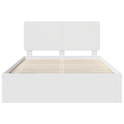 Bed Frame with Headboard White 140 x 190 cm Solid Pine Wood
