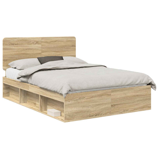 Bed Frame with Headboard Sonoma 140 x 190 cm Solid Pine Wood