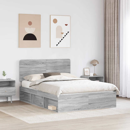Bed Frame Grey Sonoma 140 x 190 cm Solid Pine Wood