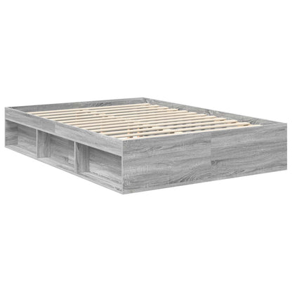 Bed Frame Grey Sonoma 140 x 190 cm Solid Pine Wood