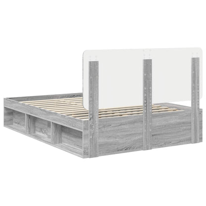 Bed Frame Grey Sonoma 140 x 190 cm Solid Pine Wood