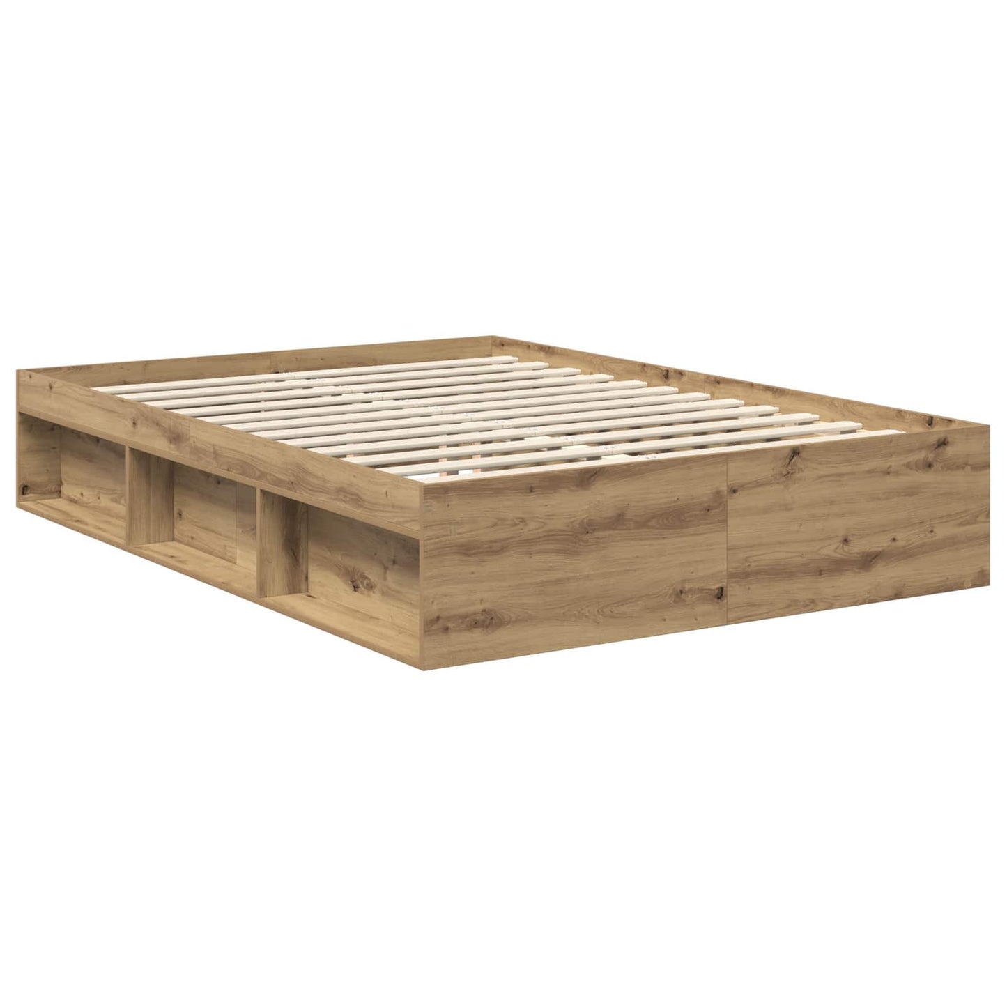 Bed Frame Artisian Oak 140 x 190 cm Solid Pine Wood