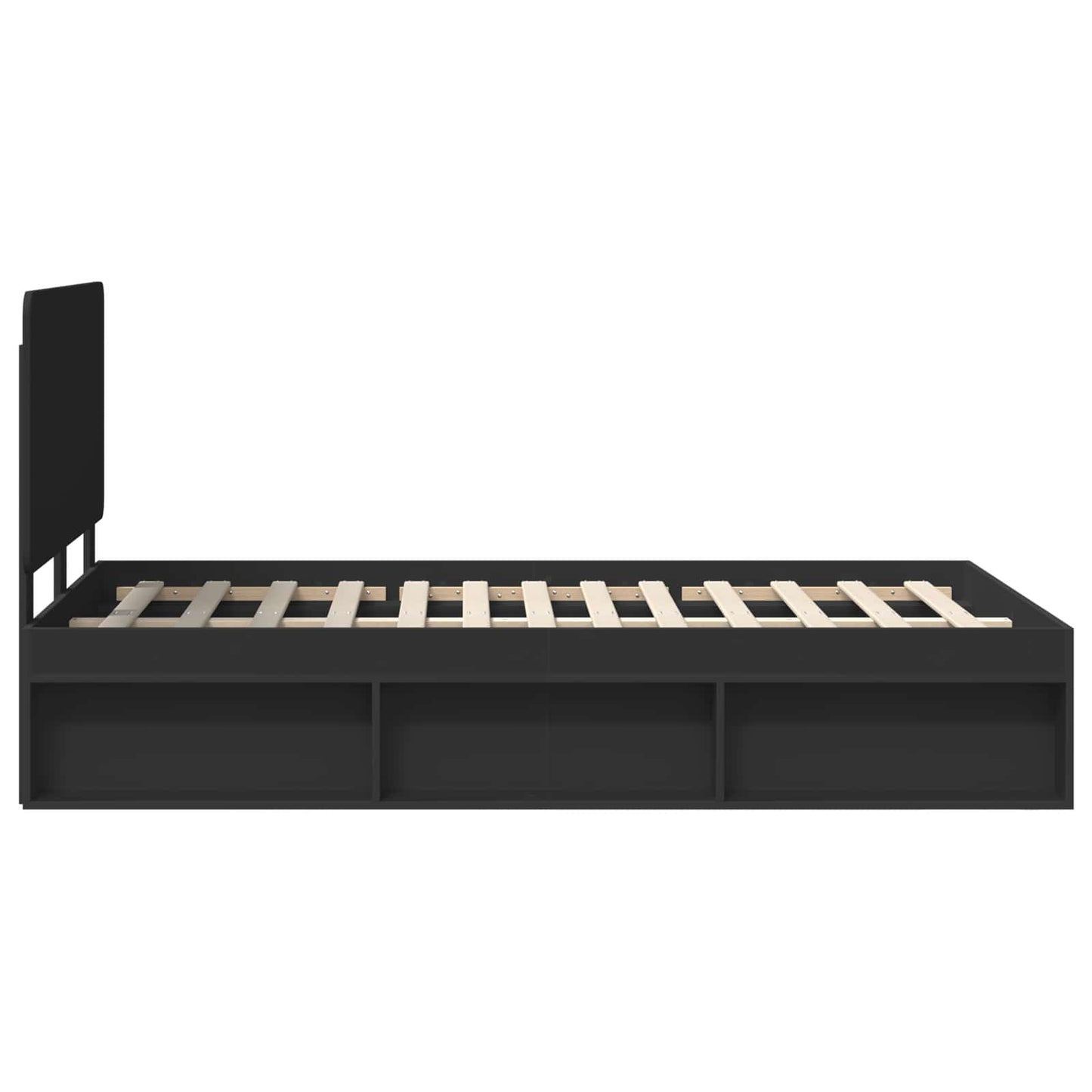 Bed Frame with Headboard Black 135 x 190 cm Solid Pine Wood
