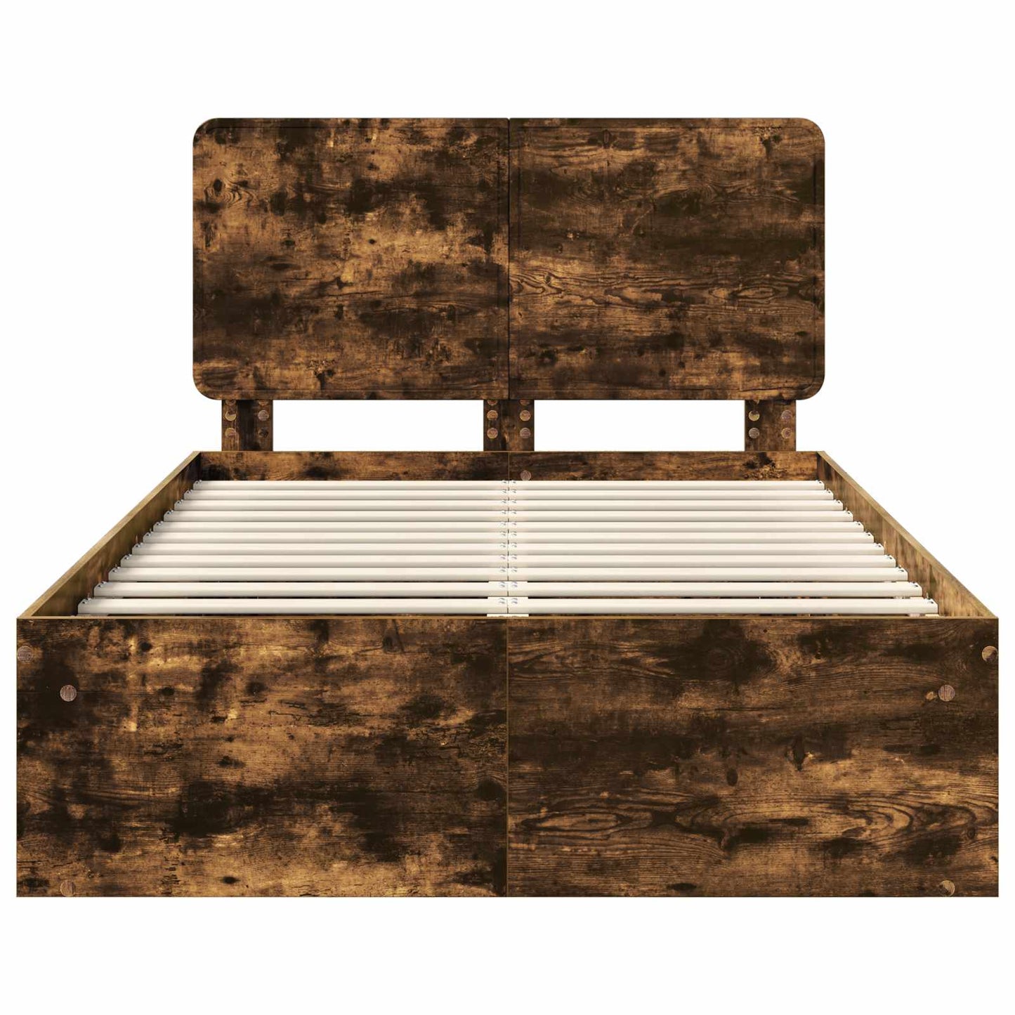 Bed Frame Smoked Oak 135 x 190 cm Solid Pine Wood