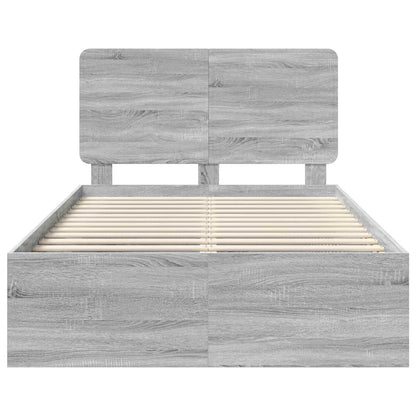 Bed Frame Grey Sonoma 135 x 190 cm Solid Pine Wood