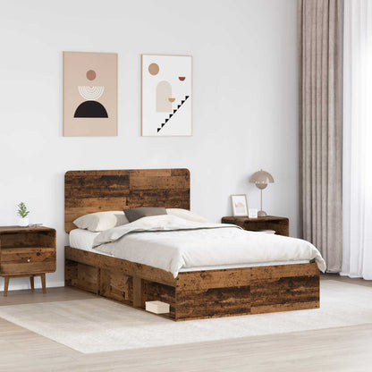 Bed Frame with Headboard Old Wood 135 x 190 cm Solid Pine Wood