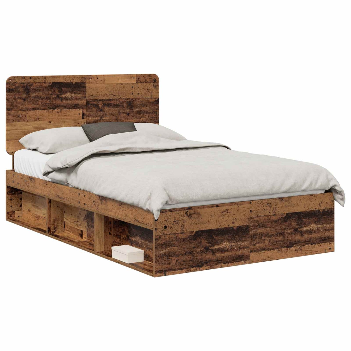 Bed Frame with Headboard Old Wood 135 x 190 cm Solid Pine Wood