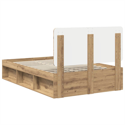 Bed Frame Artisian Oak 135 x 190 cm Solid Pine Wood