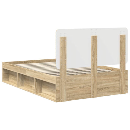 Bed Frame with Headboard Sonoma 120 x 200 cm Solid Pine Wood
