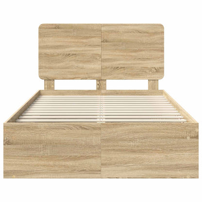 Bed Frame with Headboard Sonoma 120 x 200 cm Solid Pine Wood