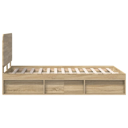 Bed Frame with Headboard Sonoma 120 x 200 cm Solid Pine Wood