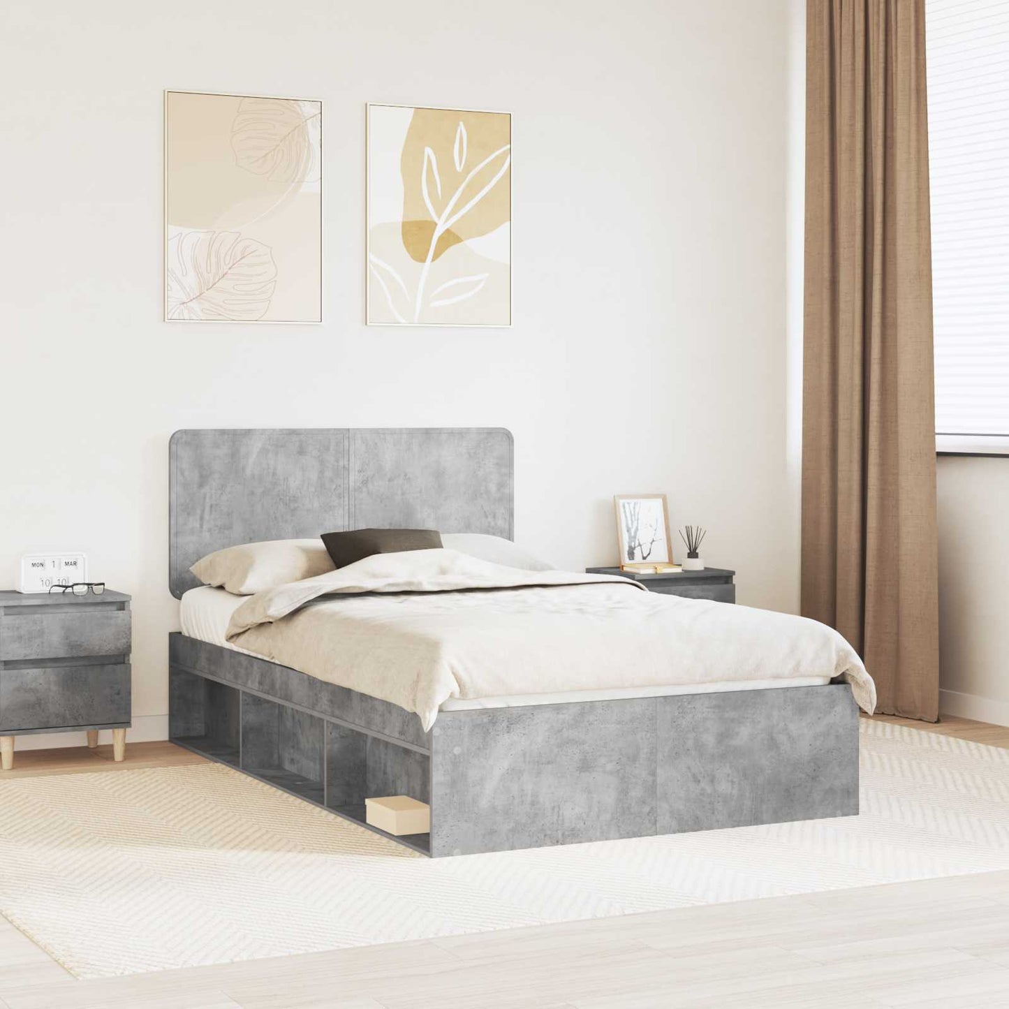 Bed Frame with Headboard Concerte 120 x 200 cm Solid Pine Wood