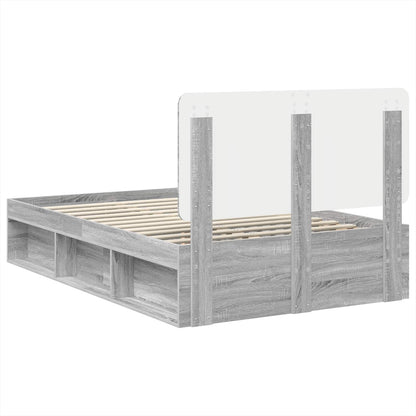 Bed Frame Grey Sonoma 120 x 200 cm Solid Pine Wood