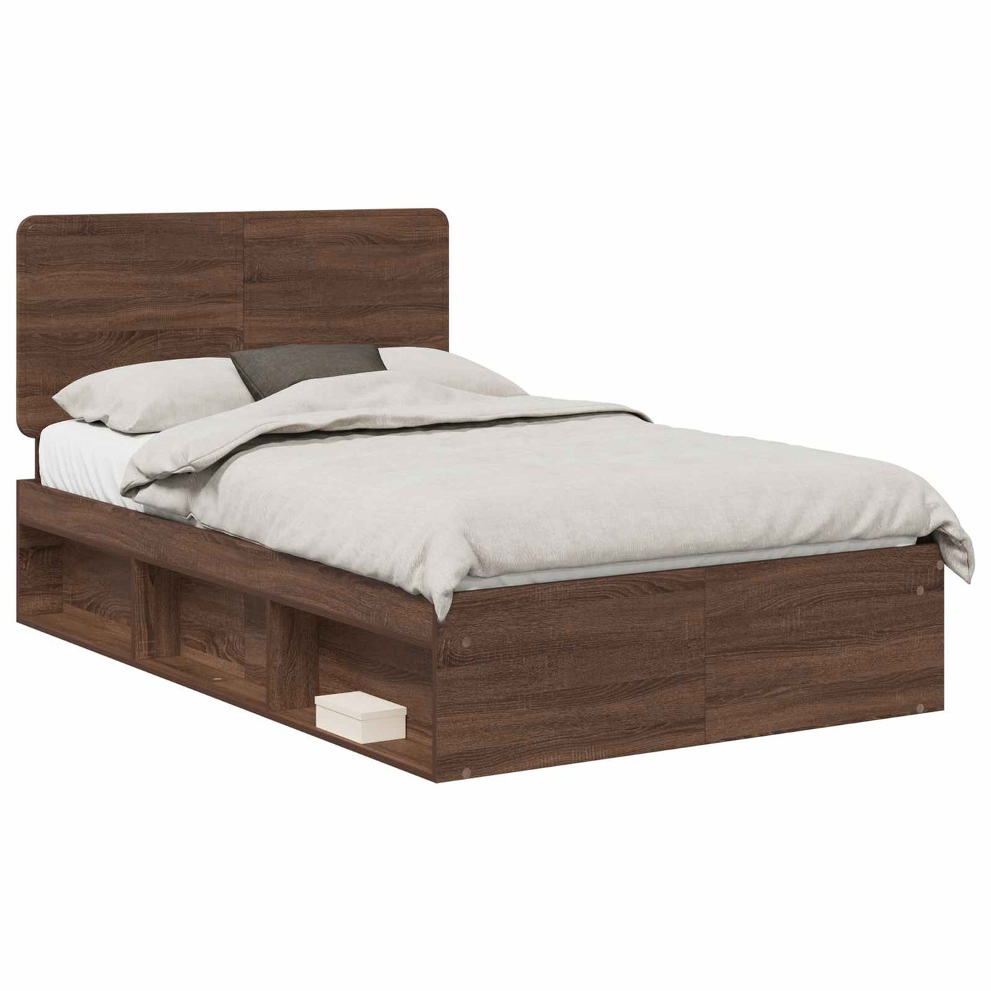Bed Frame with Headboard Brown Oak 120 x 200 cm Solid Pine Wood