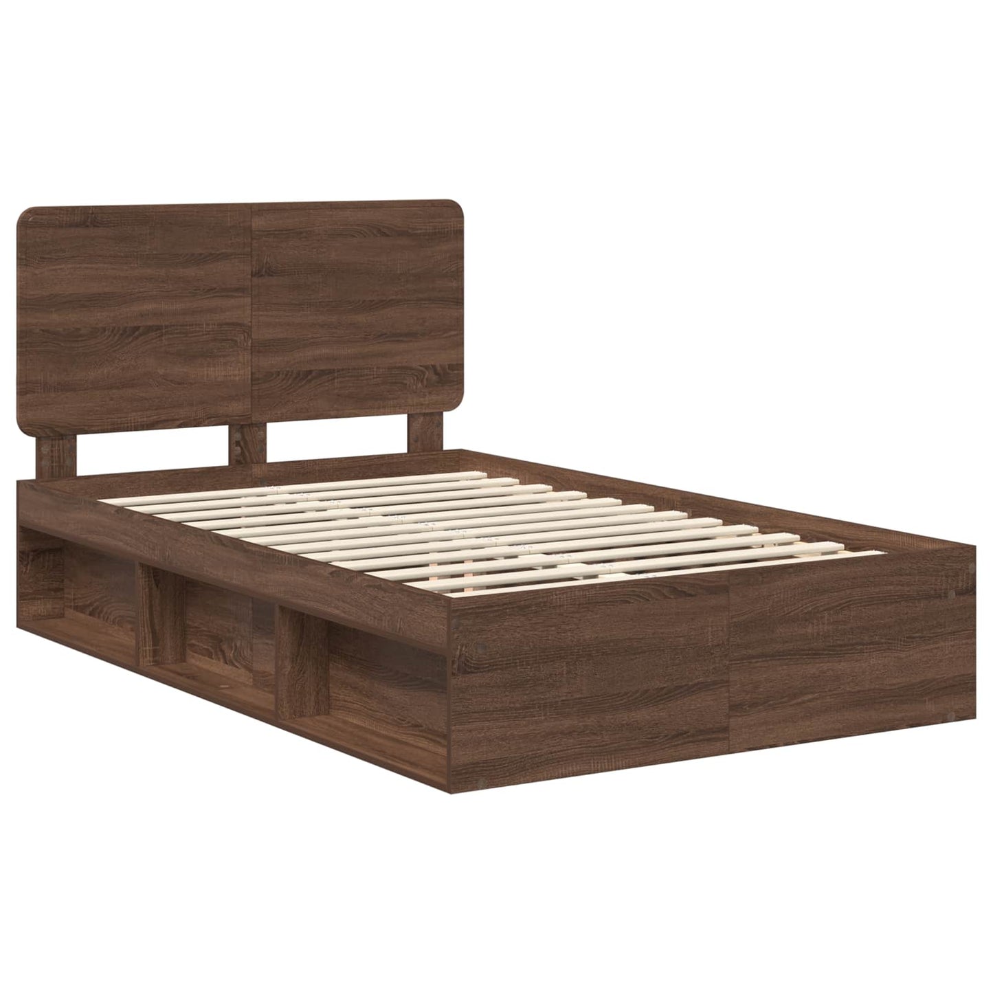 Bed Frame with Headboard Brown Oak 120 x 200 cm Solid Pine Wood