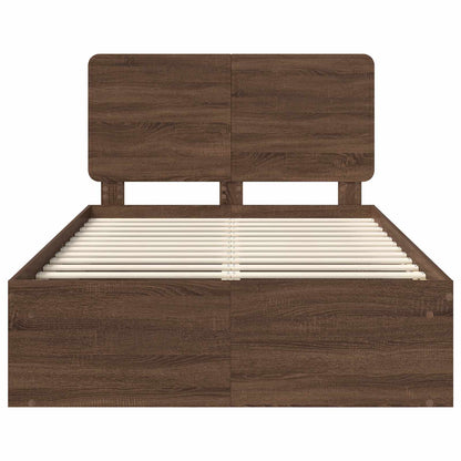 Bed Frame with Headboard Brown Oak 120 x 200 cm Solid Pine Wood