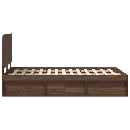 Bed Frame with Headboard Brown Oak 120 x 200 cm Solid Pine Wood