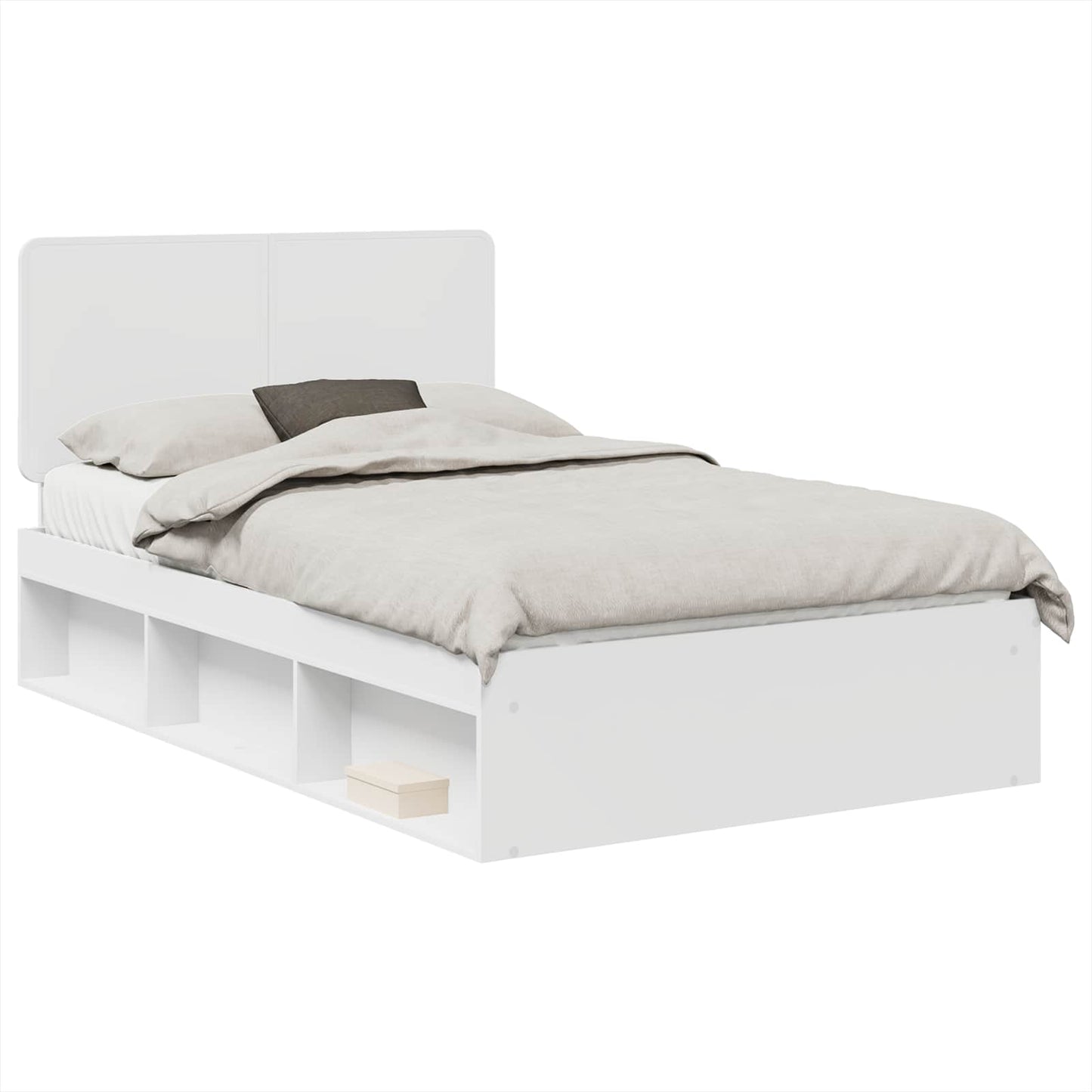 Bed Frame with Headboard White 120 x 190 cm Solid Pine Wood