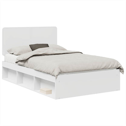 Bed Frame with Headboard White 120 x 190 cm Solid Pine Wood