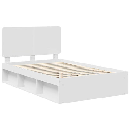 Bed Frame with Headboard White 120 x 190 cm Solid Pine Wood