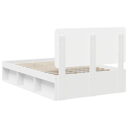 Bed Frame with Headboard White 120 x 190 cm Solid Pine Wood