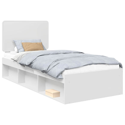 Bed Frame with Headboard White 100 x 200 cm Solid Pine Wood