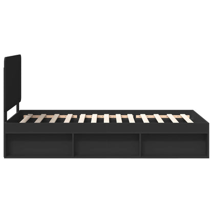 Bed Frame with Headboard Black 100 x 200 cm Solid Pine Wood