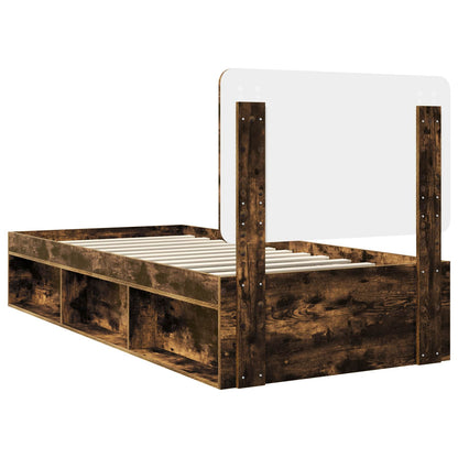 Bed Frame Smoked Oak 100 x 200 cm Solid Pine Wood