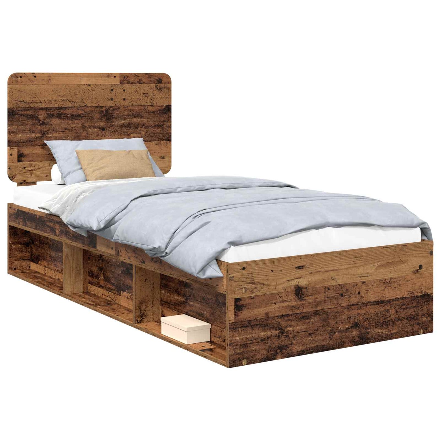 Bed Frame with Headboard Old Wood 100 x 200 cm Solid Pine Wood