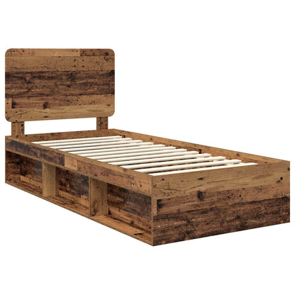 Bed Frame with Headboard Old Wood 100 x 200 cm Solid Pine Wood